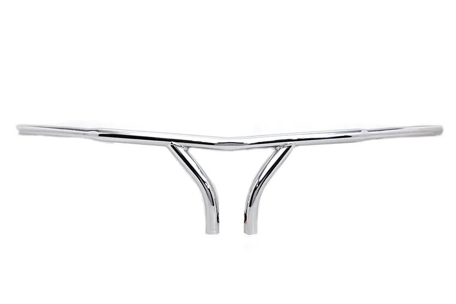 MCM 10 inch Chrome Curved Riser Handlebar with Indents for Harley Davidson FLH Models by MCM
