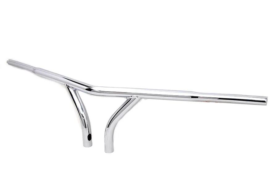 MCM 10 inch Chrome Curved Riser Handlebar with Indents for Harley Davidson FLH Models by MCM