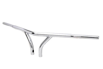 MCM 10 inch Chrome Curved Riser Handlebar with Indents for Harley Davidson FLH Models by MCM