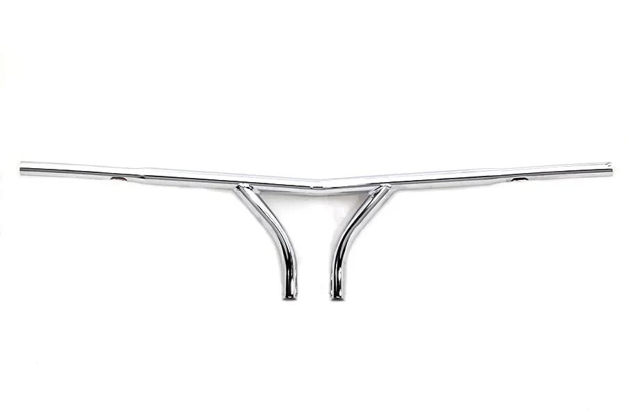 MCM 10 inch Chrome Curved Riser Handlebar with Indents for Harley Davidson FLH Models by MCM