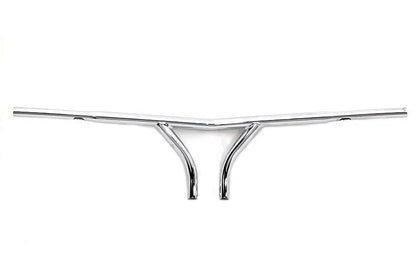MCM 10 inch Chrome Curved Riser Handlebar with Indents for Harley Davidson FLH Models by MCM