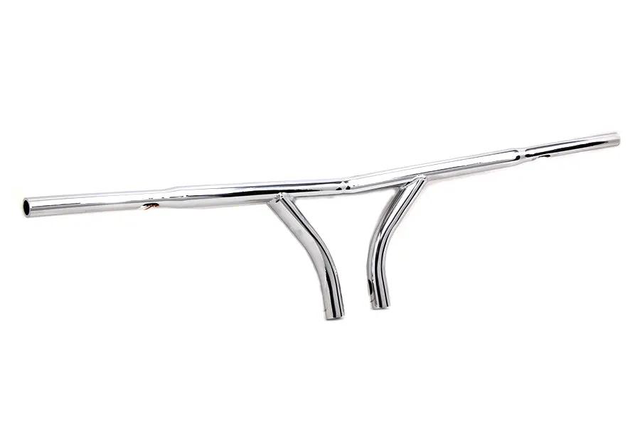 MCM 10 inch Chrome Curved Riser Handlebar with Indents for Harley Davidson FLH Models by MCM