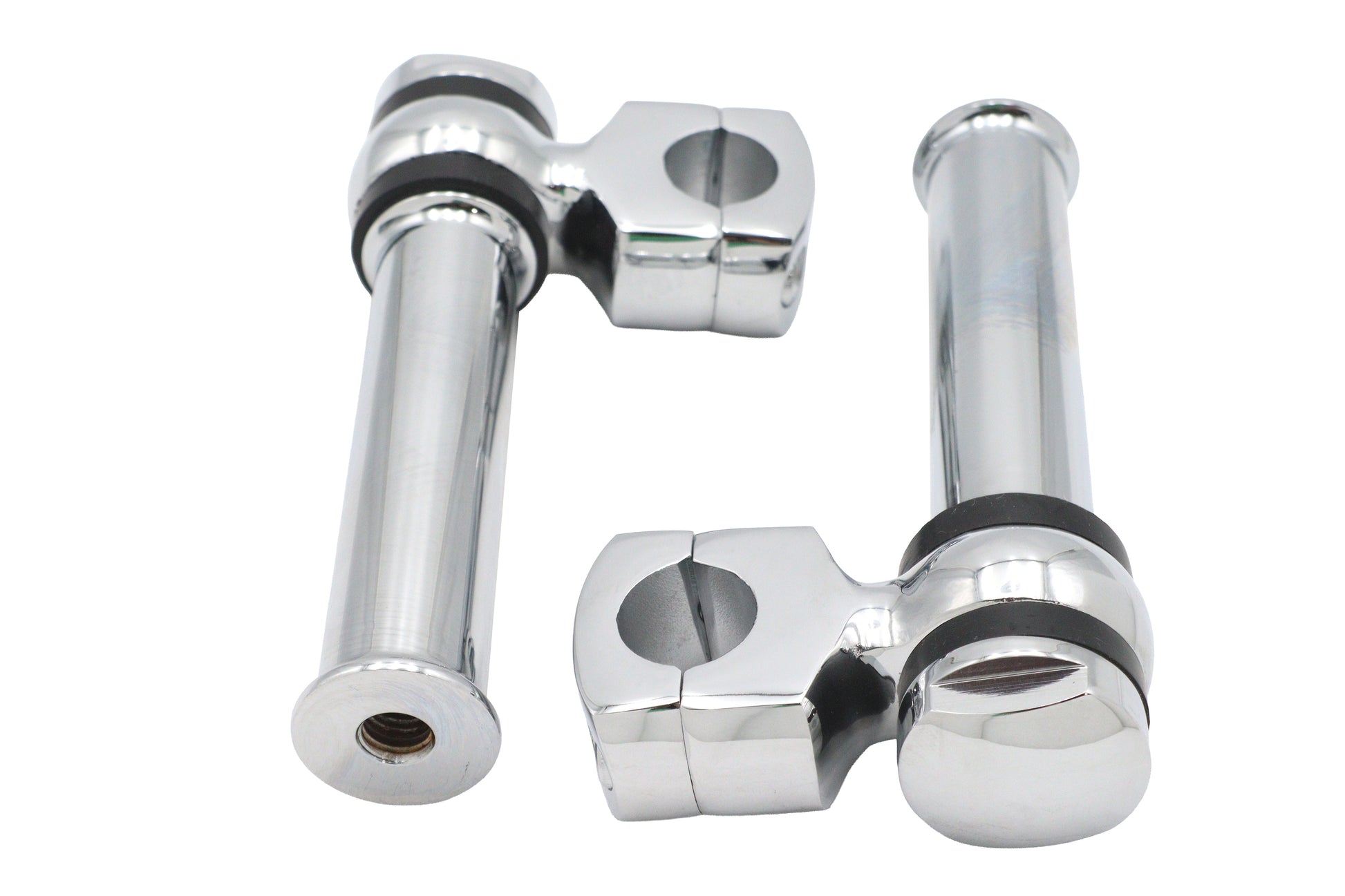 MCM 5-1/4 Inch Offset Dog Bone Riser Set Chrome for 1 Inch Handlebars