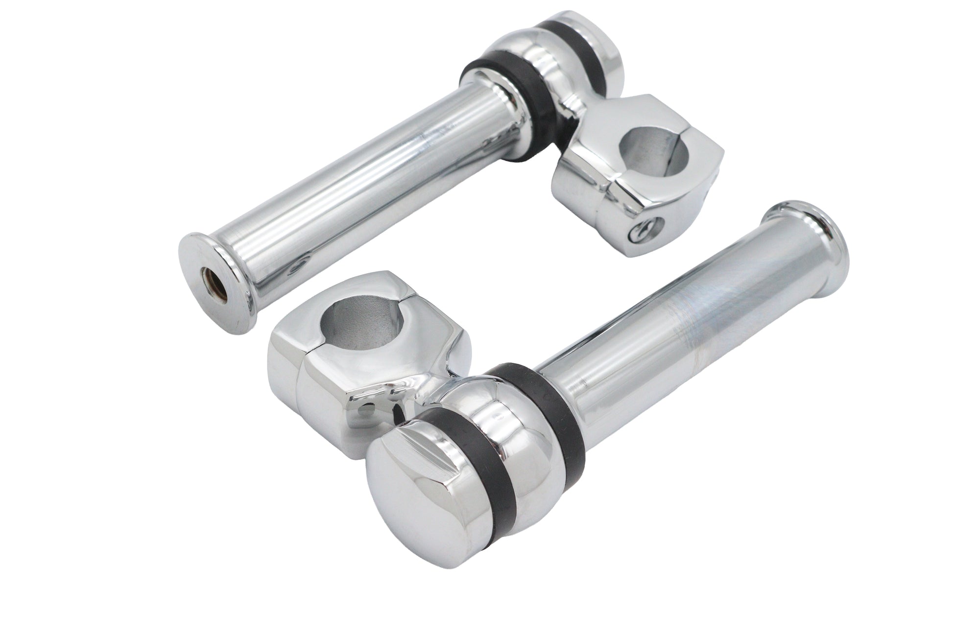 MCM 5-1/4 Inch Offset Dog Bone Riser Set Chrome for 1 Inch Handlebars
