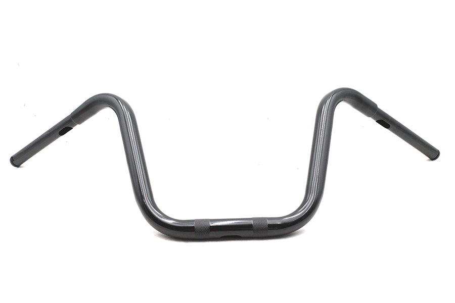 V-Twin 20323B 12-Inch Mini Ape Hanger Handlebar with Indents, Black