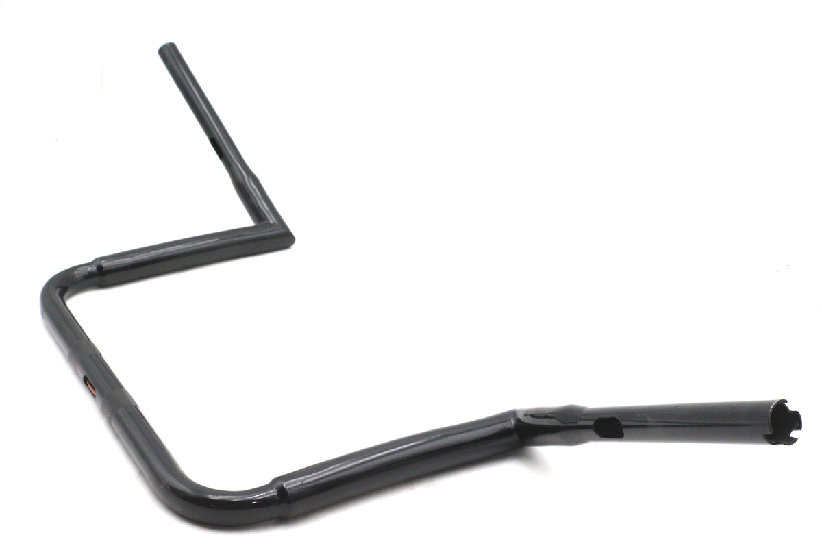 V-Twin Factory Sample 12-Inch Black Chizeled Z-Bar Handlebar Without Indents, Pullback 5-1/4 Inches
