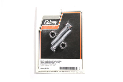 Colony Chrome Rear Axle Adjuster Screw and Lock Nut Kit for Harley Davidson FXST