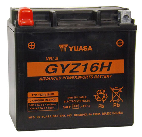 Yuasa YUAM716GH GYZ16H Factory-Activated Maintenance-Free Motorcycle Battery