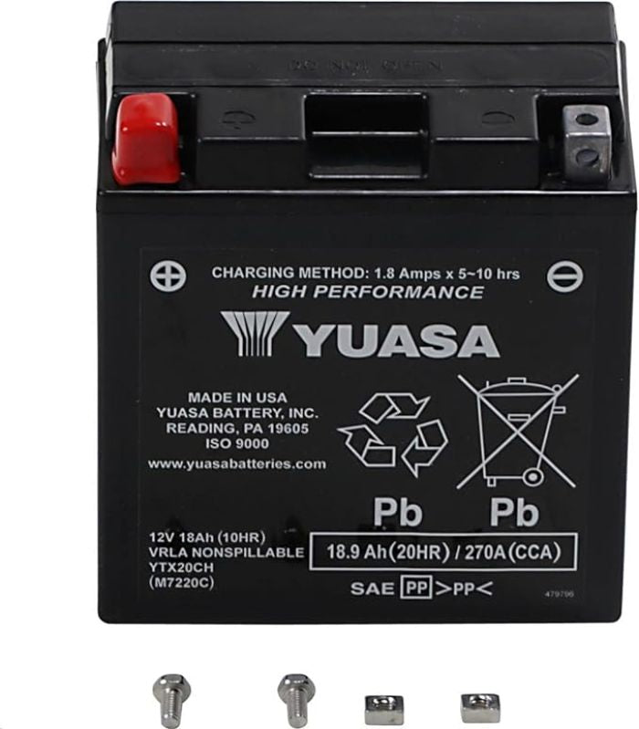 Yuasa YUAM7220C Factory Activated YTX20CH H-Performance 12V Marine Battery