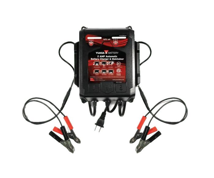 Yuasa 2 Amp Charger & Maintainer Dual Bank for 6V and 12V Batteries (YUA2AMPCH)