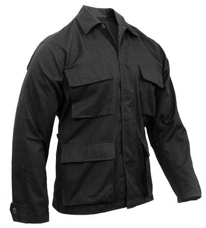 Rothco Twill BDU Shirt in Black, Size Large – Durable Military-Style Long Sleeve Uniform Shirt