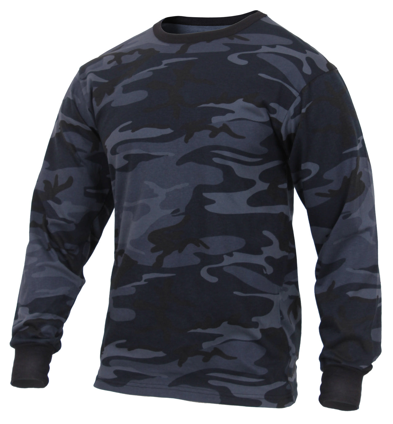 Rothco Long Sleeve Color Camo T-Shirt Midnight Blue Camo Size Large