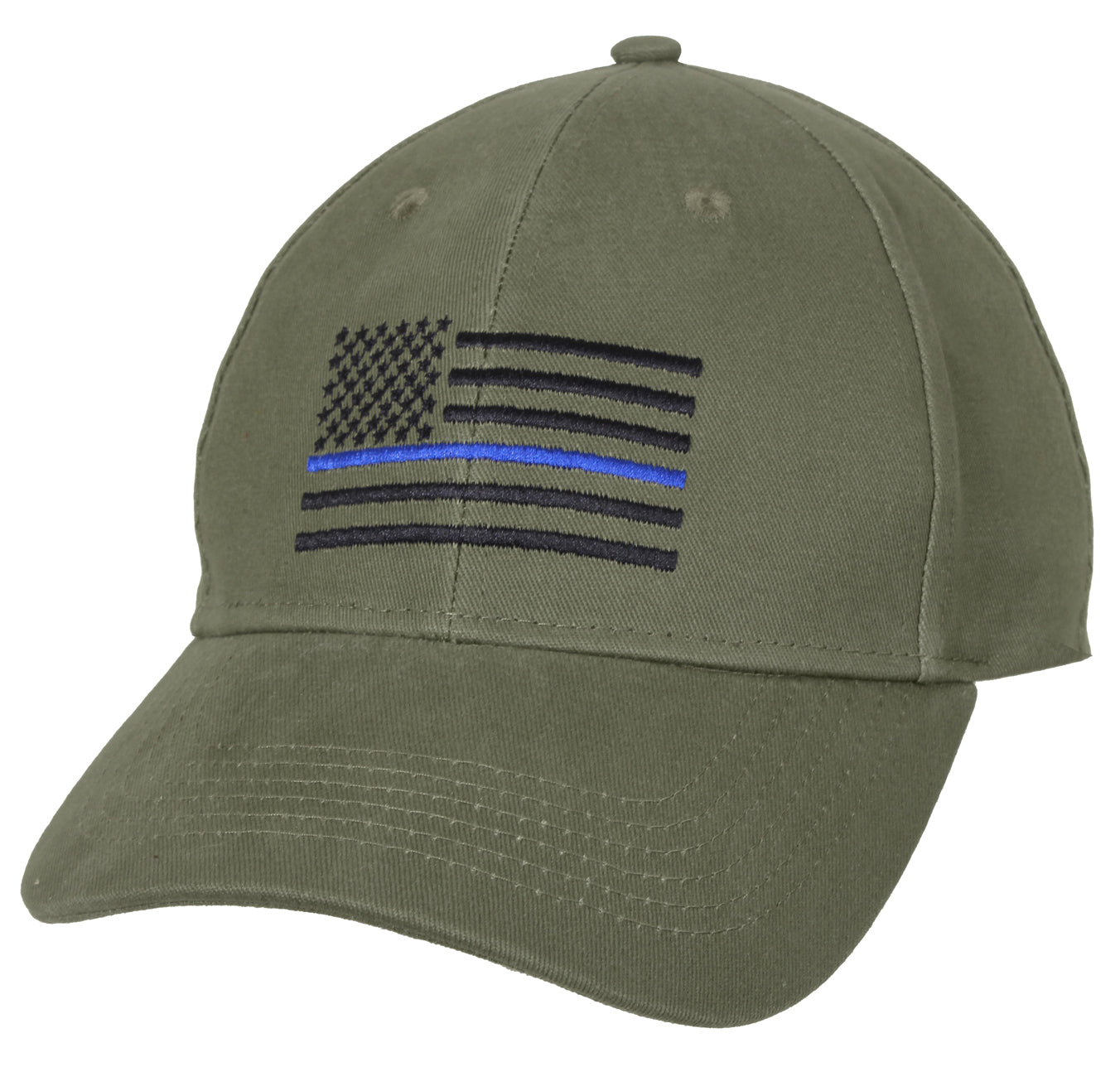 Rothco Thin Blue Line Flag Low Profile Cap Olive Drab – Support First Responders