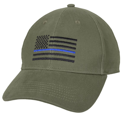Rothco Thin Blue Line Flag Low Profile Cap Olive Drab – Support First Responders