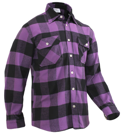 Rothco Extra Heavyweight Purple Plaid Flannel Shirt Size M