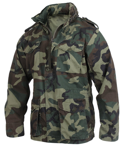 Rothco Vintage Lightweight M-65 Field Jacket in Woodland Camo, Size Large