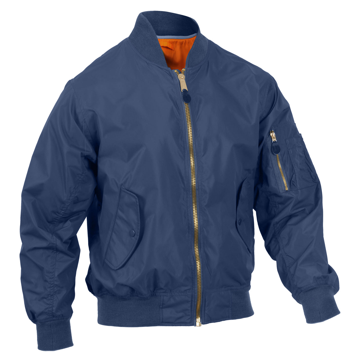 Rothco Lightweight Enhanced Nylon MA-1 Flight Jacket in Navy Blue, Size Large