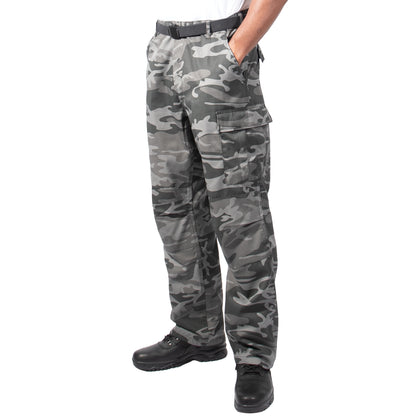 Rothco Relaxed Fit Zipper Fly BDU Pants in Black Camo, Size Small