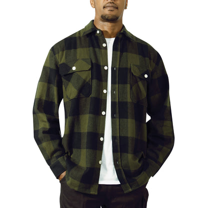 Rothco Extra Heavyweight Buffalo Plaid Flannel Shirt in Olive Drab, Size Small