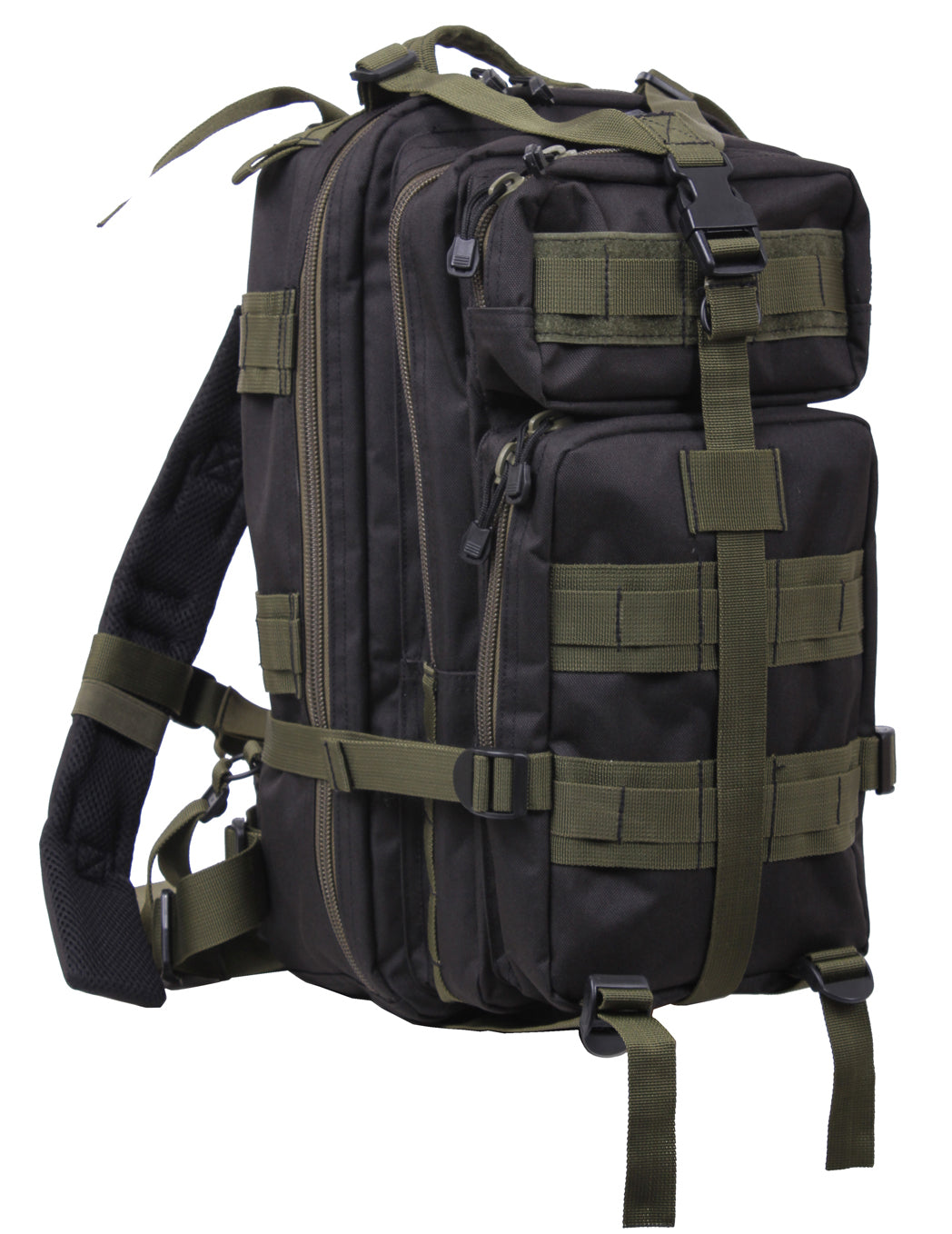 Rothco Medium Transport Pack Black / Olive Drab - 25L Tactical Backpack with MOLLE Webbing and Water-Resistant Design