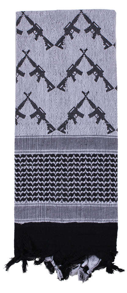 Rothco Crossed Rifles Shemagh Tactical Desert Keffiyeh Scarf Black / White