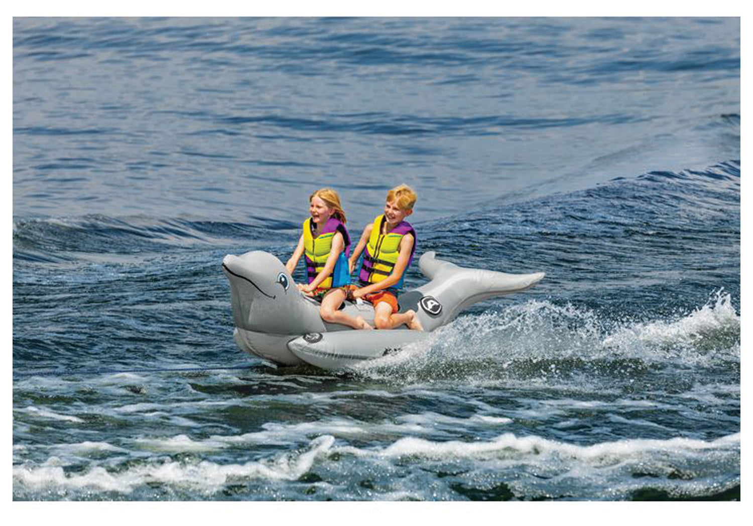 AIRHEAD 2-Person Dolphin Towable Tube for Water Recreational Fun
