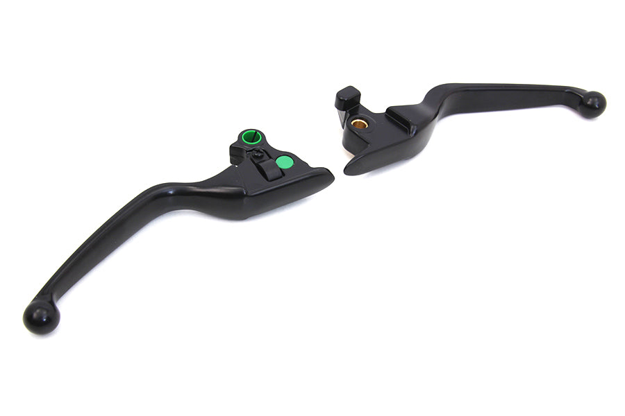 V-Twin H07-0593MB Matte Black Smooth Wide Hand Lever Set for Harley Davidson FXSB and FLSTN Models