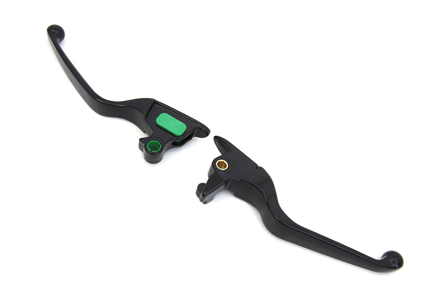 V-Twin H07-0593MB Matte Black Smooth Wide Hand Lever Set for Harley Davidson FXSB and FLSTN Models