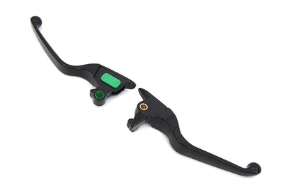 V-Twin H07-0593MB Matte Black Smooth Wide Hand Lever Set for Harley Davidson FXSB and FLSTN Models