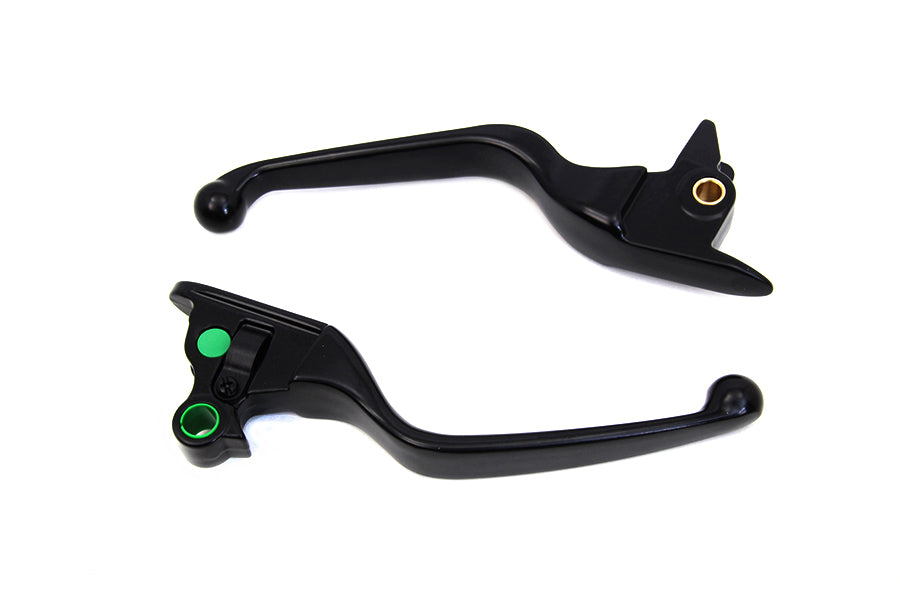 V-Twin H07-0593MB Matte Black Smooth Wide Hand Lever Set for Harley Davidson FXSB and FLSTN Models