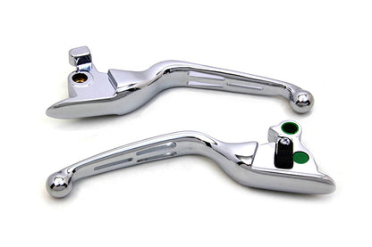 V-Twin Chrome 3-Slot Wide Hand Lever Set for Harley Davidson Models