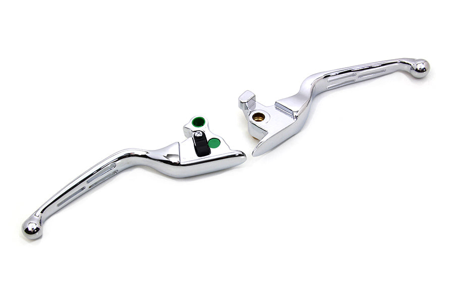 V-Twin Chrome 3-Slot Wide Hand Lever Set for Harley Davidson Models