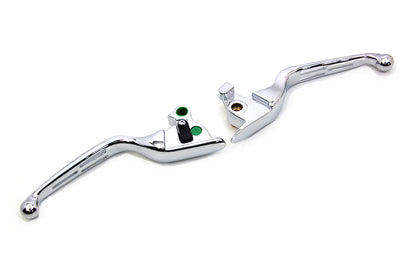 V-Twin Chrome 3-Slot Wide Hand Lever Set for Harley Davidson Models