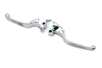 V-Twin Chrome 3-Slot Wide Hand Lever Set for Harley Davidson Models