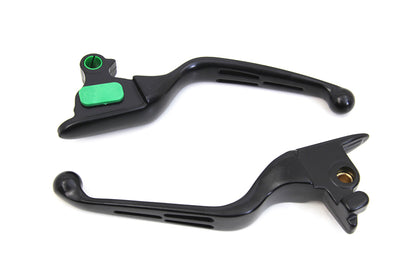 V-Twin Matte Black 3-Slot Wide Hand Lever Set for Harley Davidson FXSB, FLSTN, FLSTF, FLSTC Models