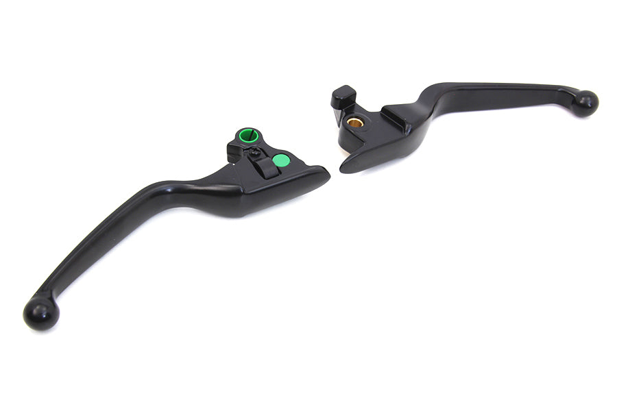V-Twin Matte Black 3-Slot Wide Hand Lever Set for Harley Davidson FXSB, FLSTN, FLSTF, FLSTC Models