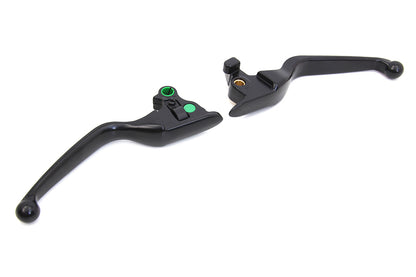 V-Twin Matte Black 3-Slot Wide Hand Lever Set for Harley Davidson FXSB, FLSTN, FLSTF, FLSTC Models