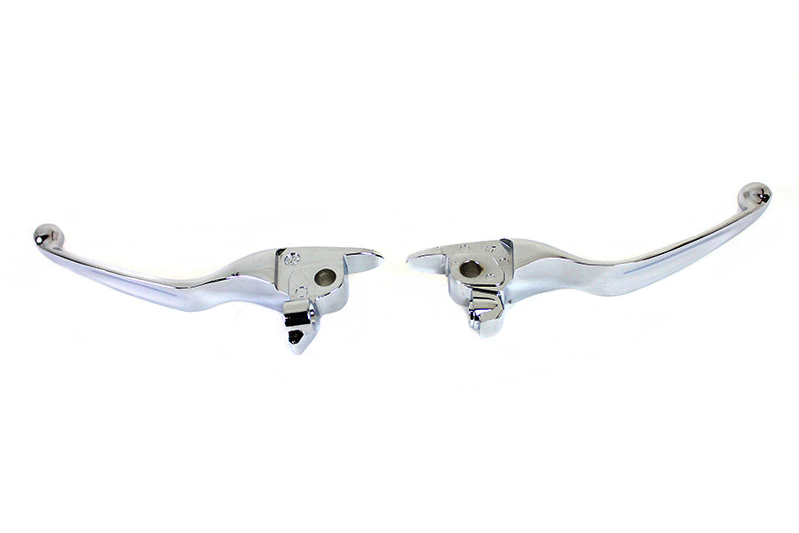 V-Twin M8 Chrome Wide Tamer Hand Lever Set for Harley Davidson FLT Models