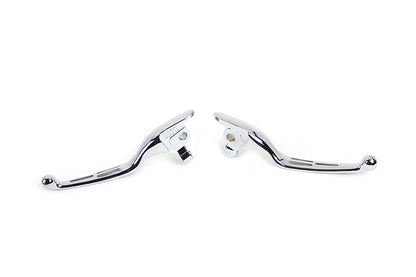 V-Twin M8 Chrome 3-Slot Hand Lever Set with Pin for Harley Davidson FLT Models
