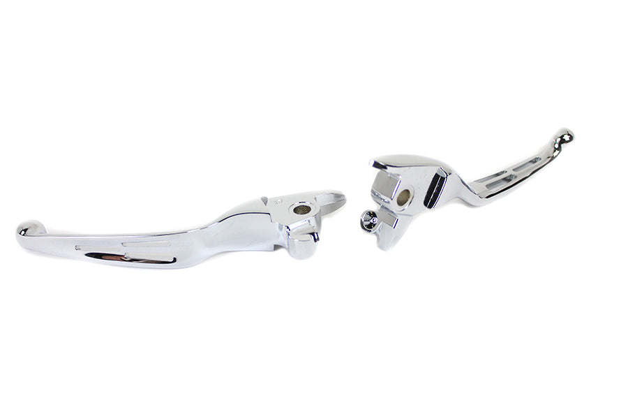 V-Twin M8 Chrome 3-Slot Hand Lever Set with Pin for Harley Davidson FLT Models