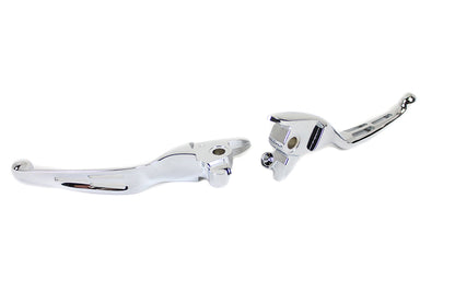 V-Twin M8 Chrome 3-Slot Hand Lever Set with Pin for Harley Davidson FLT Models