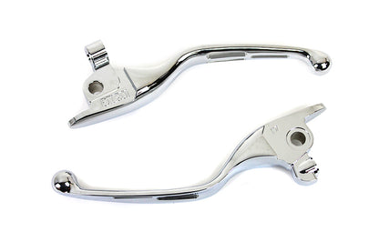 V-Twin M8 Chrome 3-Slot Hand Lever Set with Pin for Harley Davidson FLT Models
