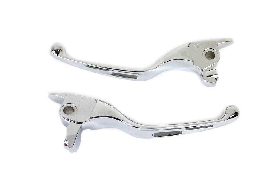 V-Twin M8 Chrome 3-Slot Hand Lever Set with Pin for Harley Davidson FLT Models