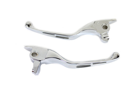 V-Twin M8 Chrome 3-Slot Hand Lever Set with Pin for Harley Davidson FLT Models