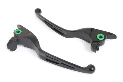V-Twin M8 Matte Black 3-Slot Hand Lever Set for Harley Davidson FLT