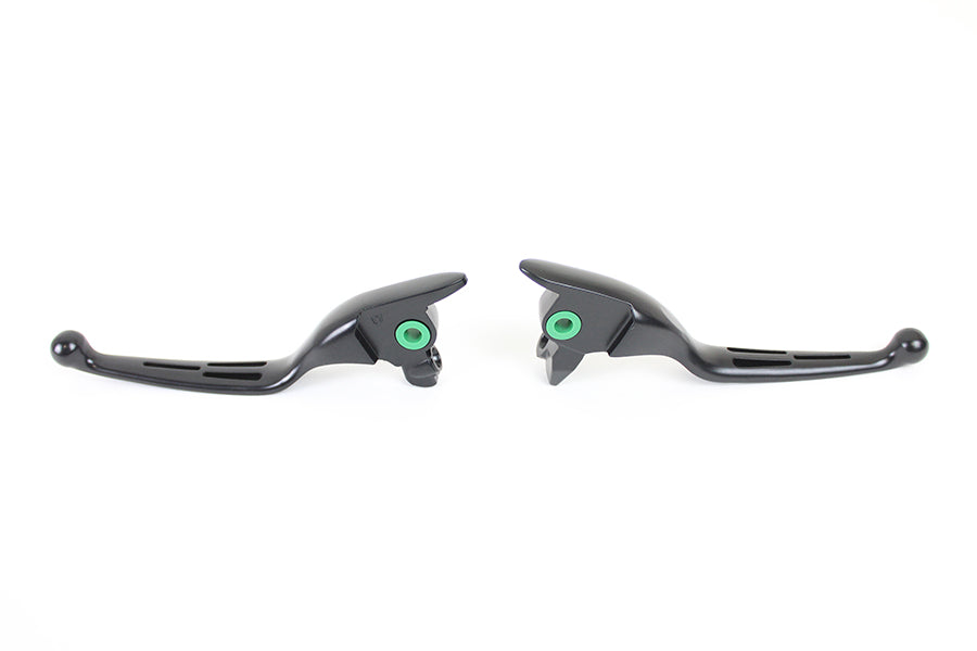 V-Twin M8 Matte Black 3-Slot Hand Lever Set for Harley Davidson FLT