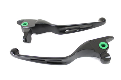 V-Twin M8 Matte Black 3-Slot Hand Lever Set for Harley Davidson FLT