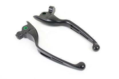 V-Twin M8 Matte Black 3-Slot Hand Lever Set for Harley Davidson FLT