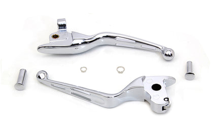 V-Twin Chrome 3-Slot Wide Hand Lever Set for Harley Davidson FLT Models