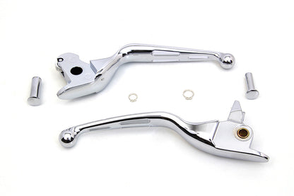 V-Twin Chrome 3-Slot Wide Hand Lever Set for Harley Davidson FLT Models